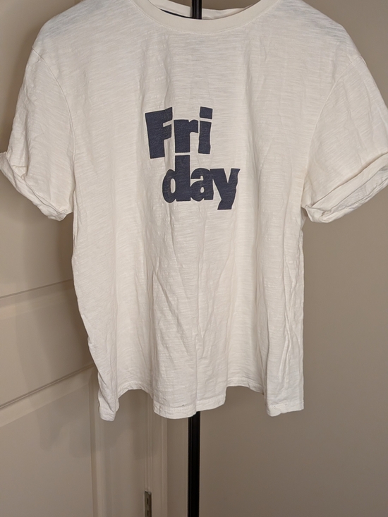 Boden Tops - Boden White Tee with Navy "Friday" Graphic